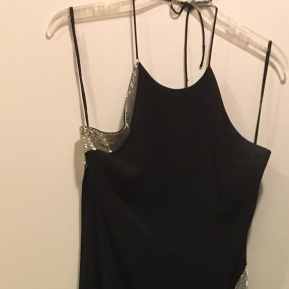 Black Halter Dress with Sequins by Lilly Rubin - Picture 4 of 6